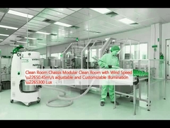 Καθαρό δωμάτιο Τάγμα Μονουλικού καθαρού δωματίου με ταχύτητα ανέμου ≥0,45m/s Ρυθμίσιμο και προσαρμόσιμο φωτισμό ≥300 Lux